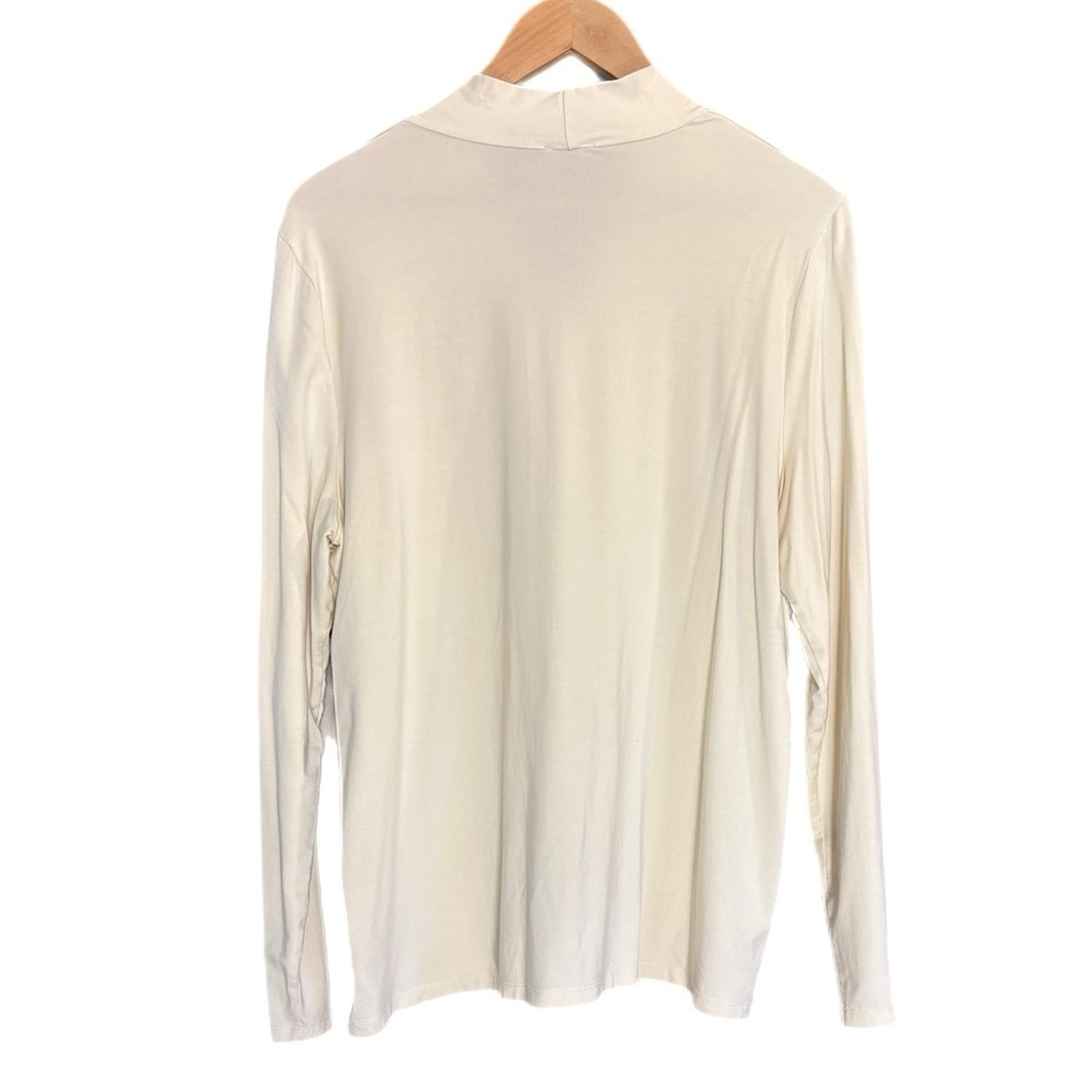 Talbots ivory drapey v-neck long sleeve blouse - Picture 2 of 4